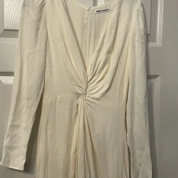 Reformation Gatsby Dress Ivory Knotted Slit Bridal New With Tags!